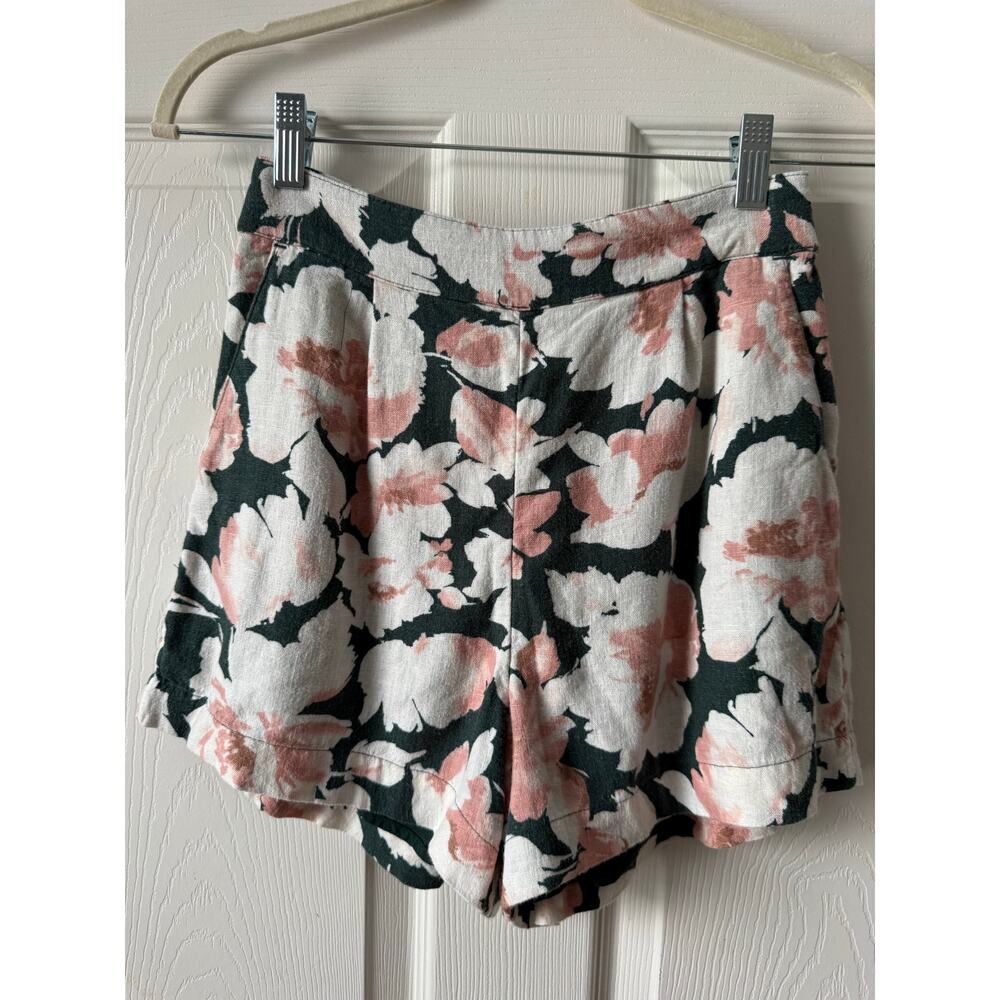 Abercrombie & Fitch Floral Linen Blend Shorts Pockets Size S Resort Coastal
